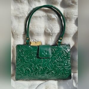 Patricia Nash Leather Rienzo Satchel Color Green
